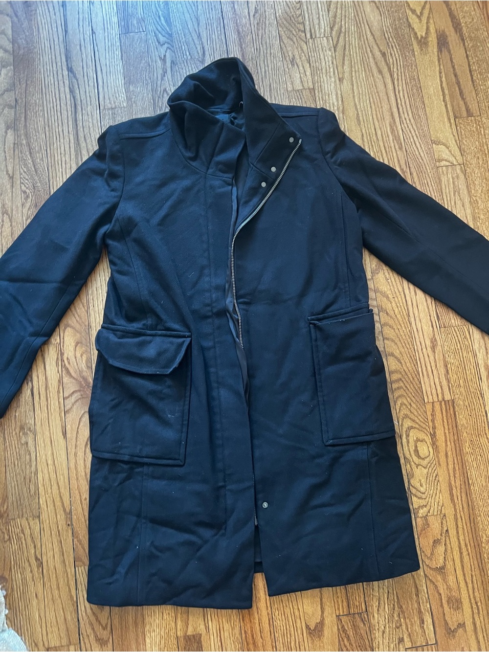 Theory Black Long Trench Coat